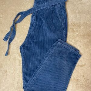 Abercrombie & Fitch Blue Corduroy High Waisted Pants with Belt Size 2